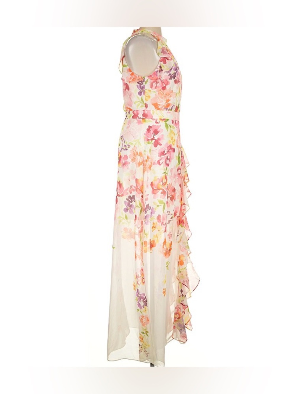 NWT Betsy & Adam Floral Chiffon Gown PINK MULTI Size 16 (A26919) - Picture 10 of 12